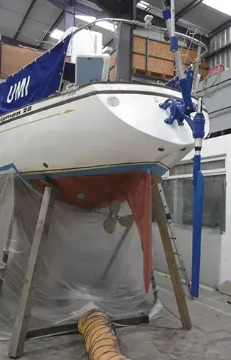 Complete self-steering gear package mounted and ready to sail