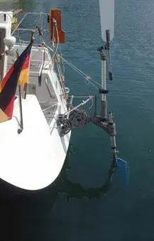 Auxiliary rudder system engaged during a bluewater ocean passage